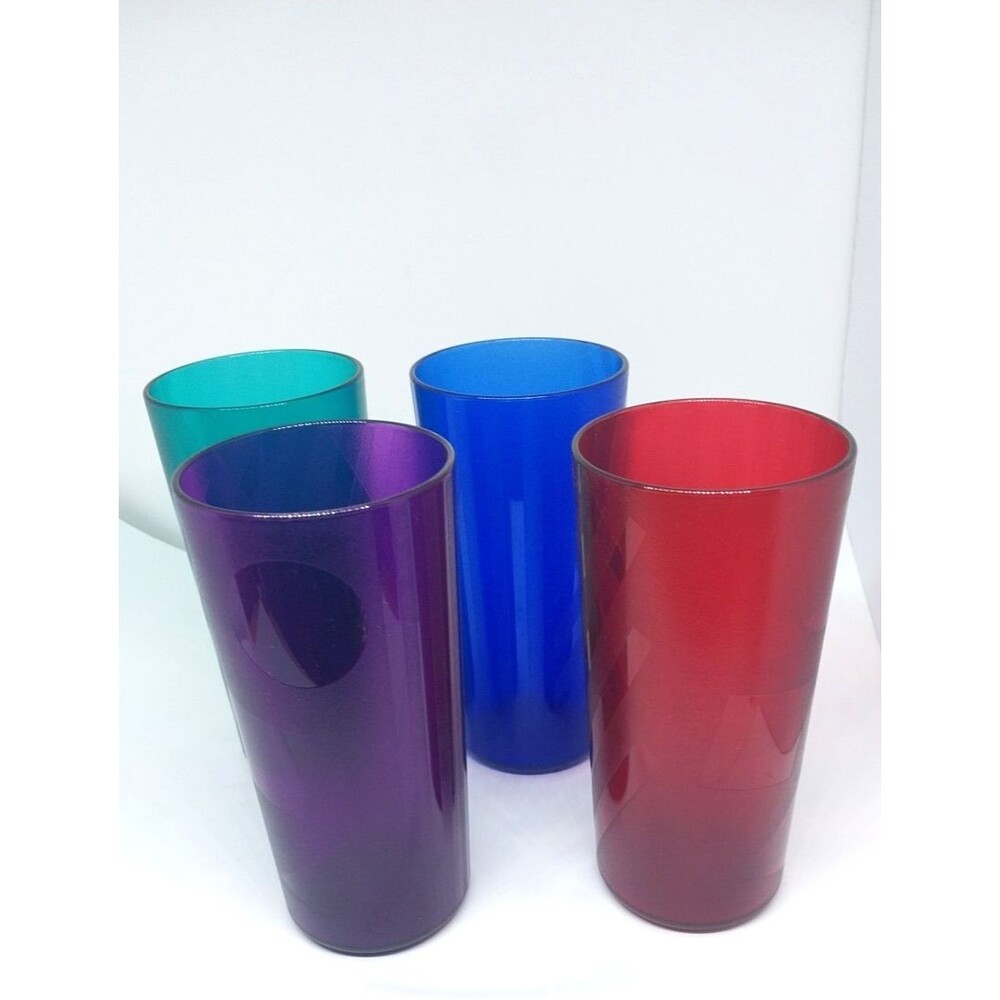 Tupperware USA Made 14 oz Jewel Tone Multi Color Tumblers Set of 4 - Picture 9 of 13
